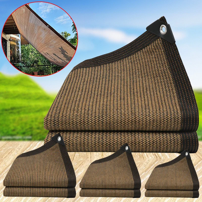 Rectangle Coffee Sun Shade Net Thicken Anti UV Cloth Garden Pergola Awning Balcony Privacy Screen Camping Tent Shading Sail