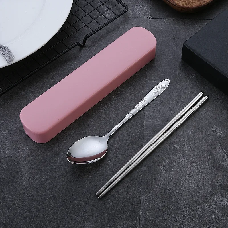 Stainless Steel Dinnerware Sets with Case Household Outdoor Travelling Portable Food Grade Kitchen Dinner Students Cutlery Set - view 5