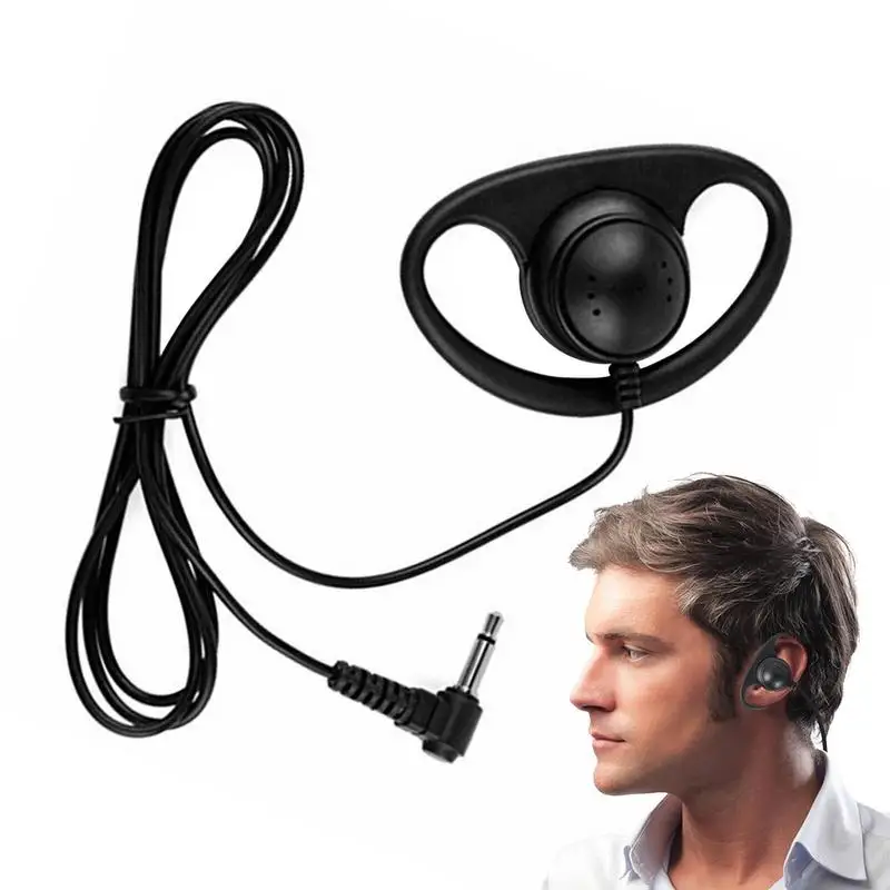 D Shape Soft Ear Hook Earpiece 3.5mm Plug Single Side Headset Headphone Dual Channel Earphone for Laptop PC Headset