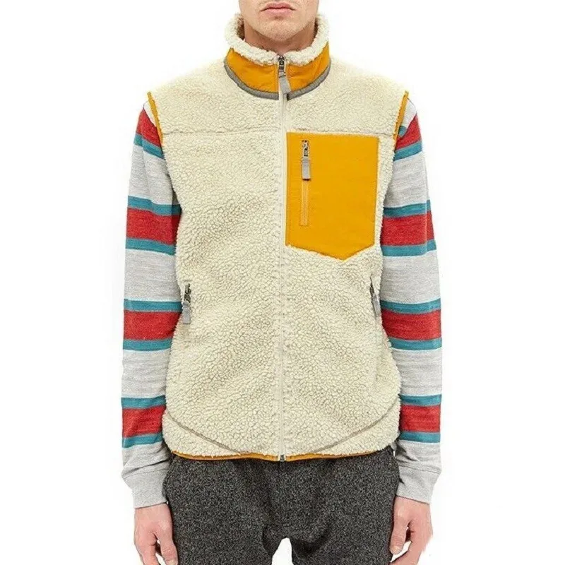 الصوف الرجال والنساء سترة صوف الضأن معطف بلا أكمام سترة فضفاضة غير رسمية الخريف/الشتاء الرياضة فضفاض تانك القمم #5