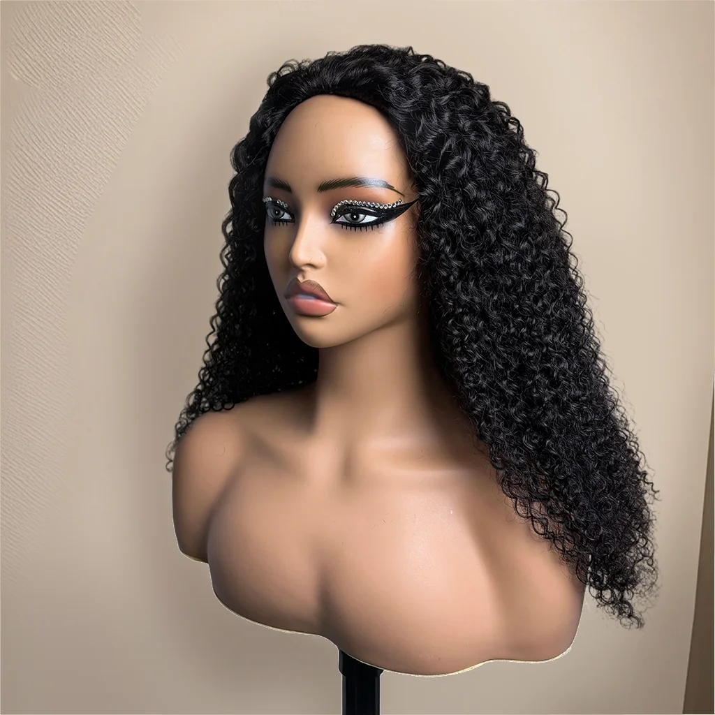 ملكة جمال رولا نصف الباروكات شعر الإنسان غريب مجعد نصف شعر مستعار للمبتدئين ودية عقال مجعد غلويليس الباروكات