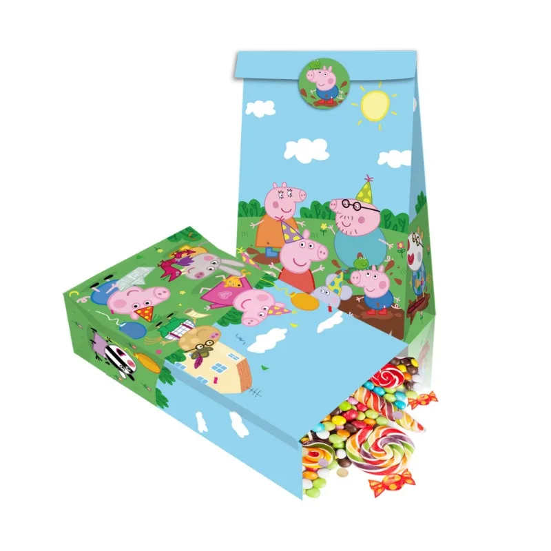 Anime Peppa Pig Creative Cute Candy Gift Bag Birthday Party Candy Popcorn Festival Gift Packaging Paper Bag Christmas Gift Bag