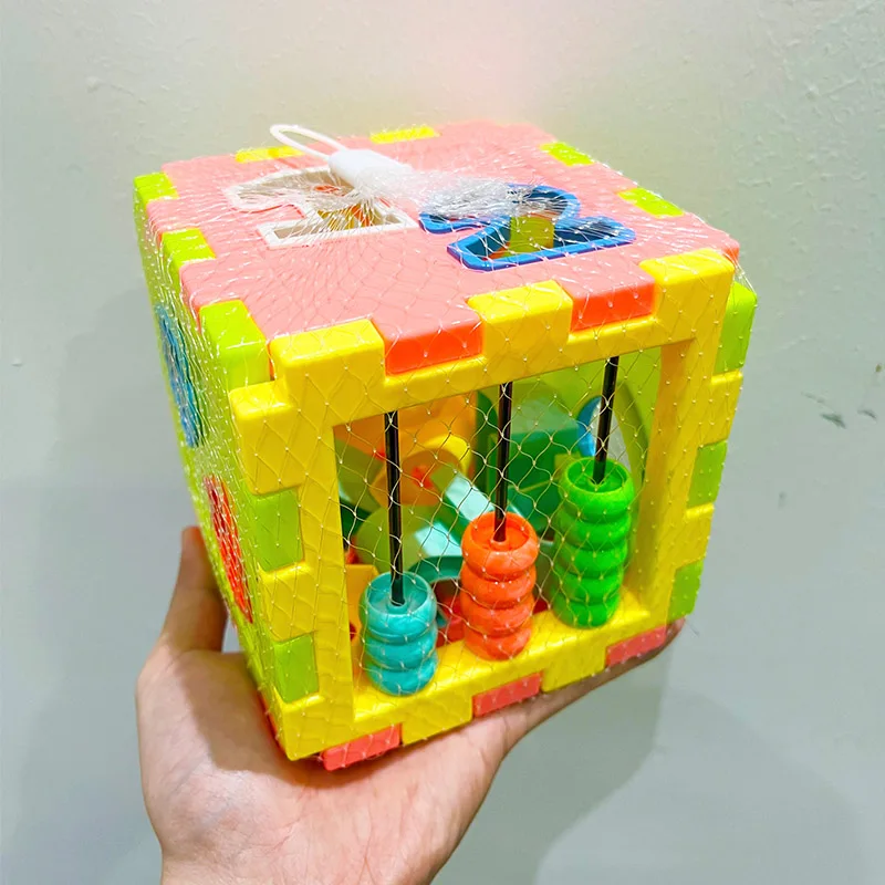 Baby Early Educational Box Toddler Shape Geometry Matching Number Counting Building Blocks Sorting Kids Cube Toy Clock Abacus