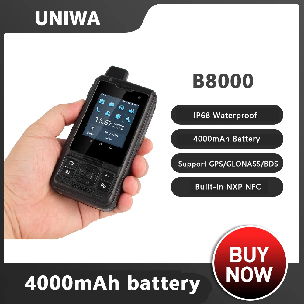 uniwa b8000 ip68 impermeavel poc walkie talkie 24 android android tela de toque android 81 quad core 8gm rom 4000mah nfc alto falante 4g lte 01