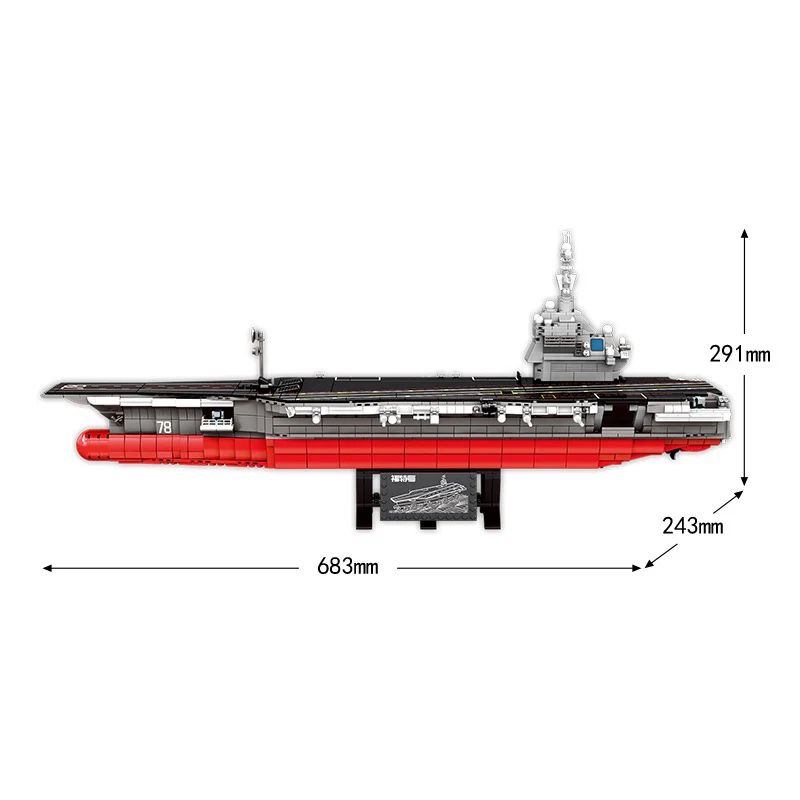 Porte-avions USS Gerald R.Fords, véhicule militaire moderne, modèle USA CVN-78, bloc de construction, figurines de l'armée de la seconde guerre mondiale, jouet en brique avec lumière