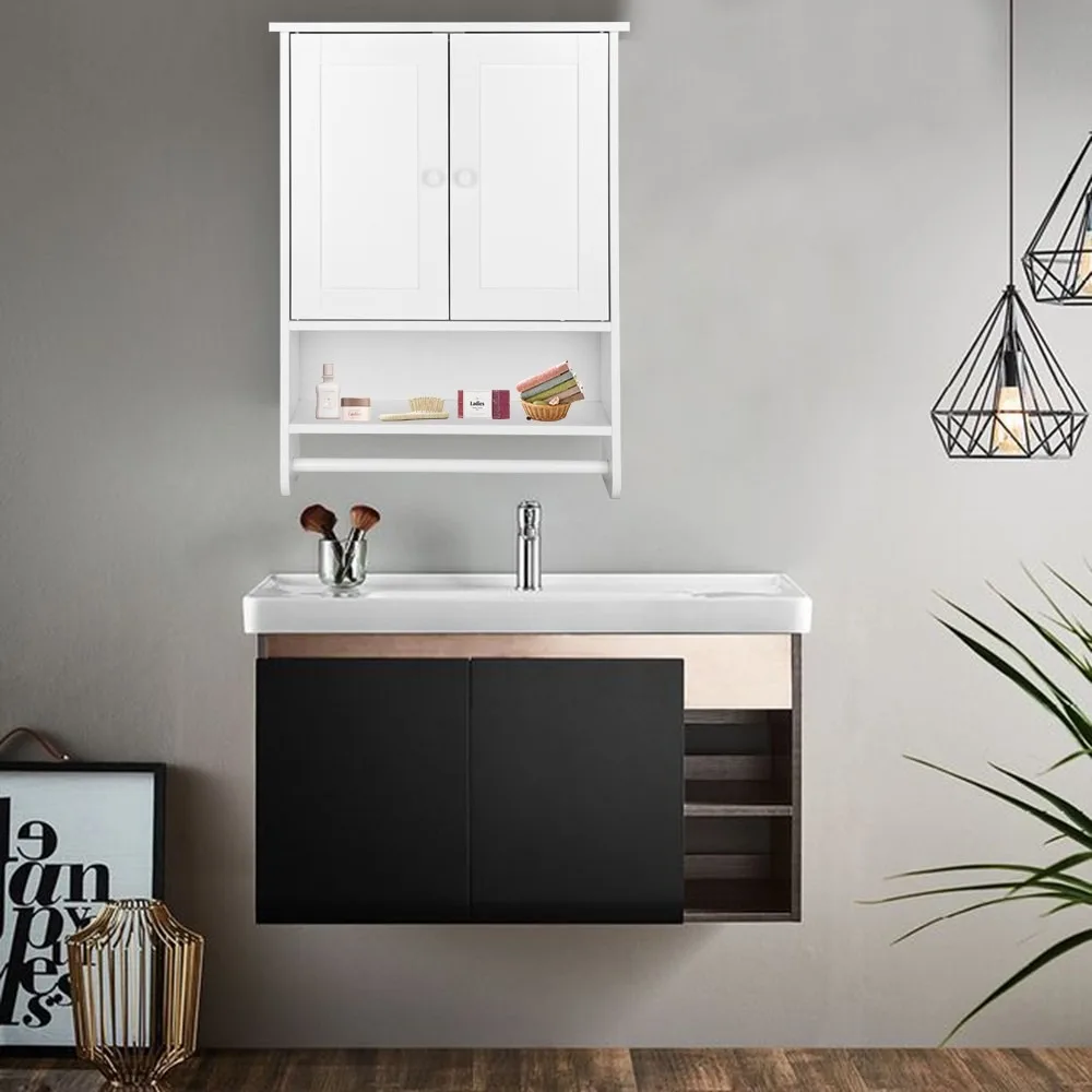 

Over The Toilet Space Saver Storage 2 Doors for Bathroom Living Room White