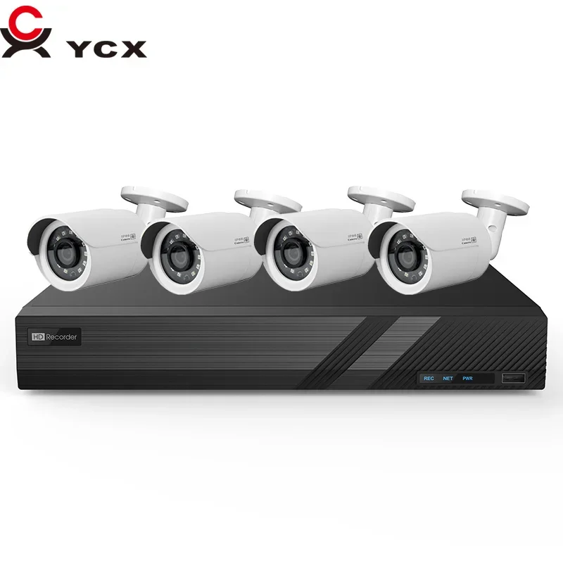 2026 8CH POE Kits 4X 4MP Bullet Outdoor POE NVR Home Security System Kit with Audio Microphone Waterproof IP67 Metal IP CCTV Cam