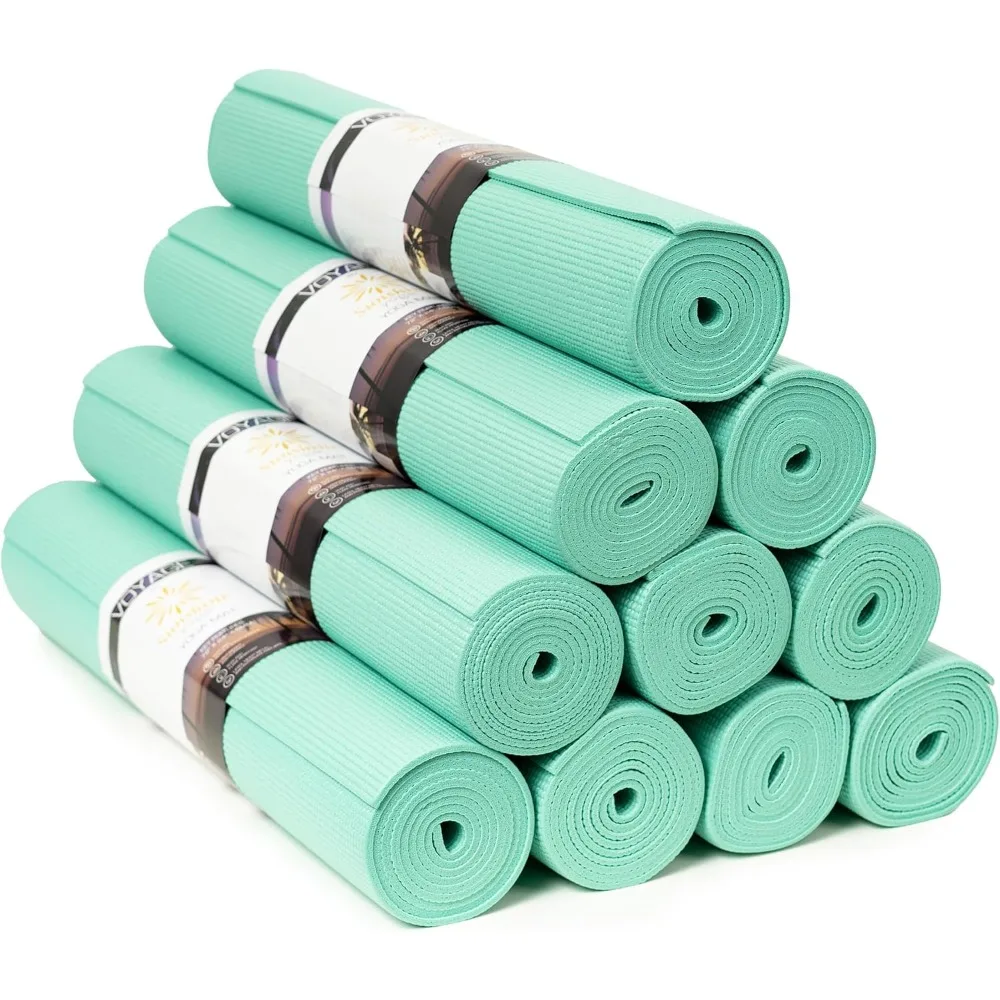 

10 Pack, 72" x 24" Professional Studio and Gym Bulk Yoga Mats, 5mm Thick, Durable, Anti-Tear, Non Slip Fitness and Exercise Mats