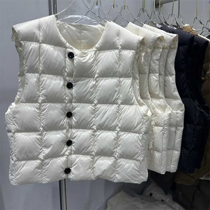 

90 White Duck Down Warm Vest Autumn Winter New Lightweight Down Vest for Women Padded Warm Jacket Coat Women
