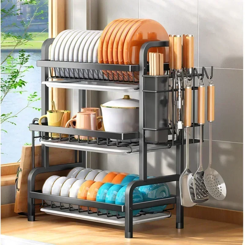 2025 NEW Large-capacity Kitchen Spice Rack Multi-functional Dish Drying Rack Bold And Thick Dish Rack Load-bearing Tough Stand