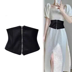 New fashion zipper waist belt trend skirt waist band ultra-wide embellishment with a blouse dress women's summer black belt