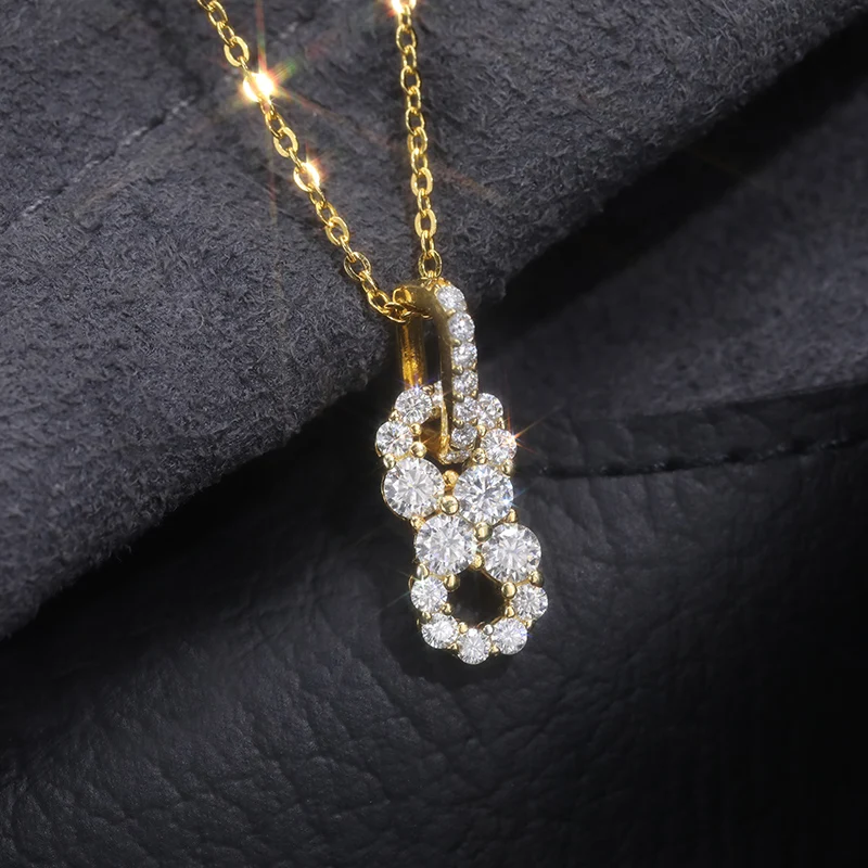 New Fine 925 Pendant Necklace Moissanite Iced Out Gold Silver Color Charm For Hip Hop Jewelry