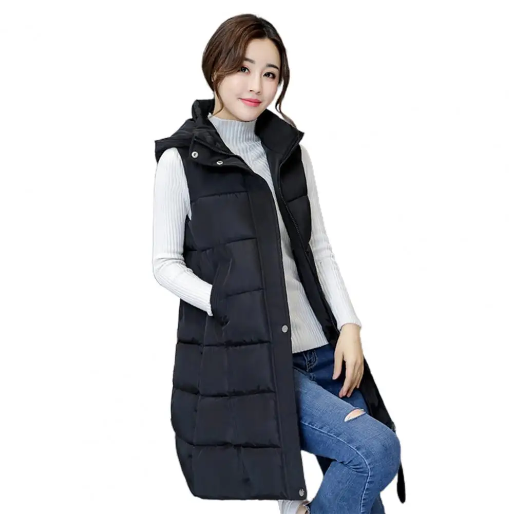 Women Vest Padded Cotton Down Autumn Winter Elegant Thick Warm Long Vest for Daily Wear