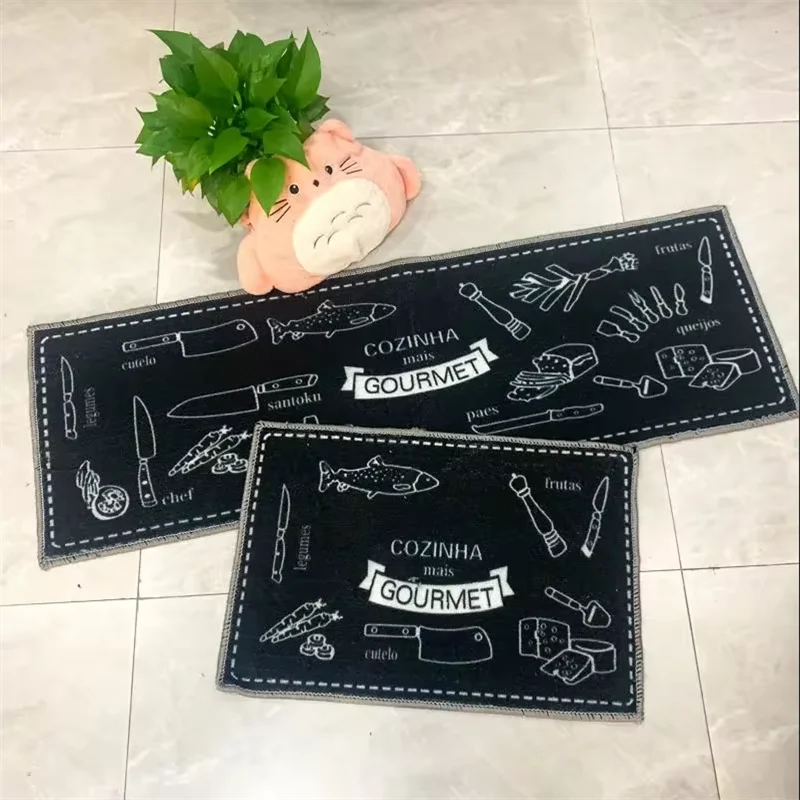 2 Pcs/set Kitchen Floor Mats Rectangular Combination Kitchen Anti Slip Floor Mat Balcony Absorbent Carpet Ultrafine Fiber
