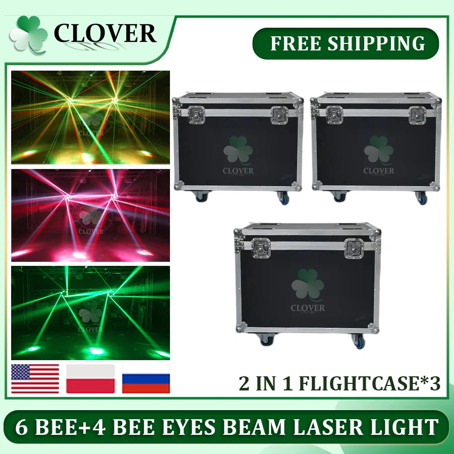 0 Tax 3 Flight Case For 6 Arms 6in1 Led Moving Head Stage Light Rgbw Lighting Geluid Geactiveerd Dmx 512 Voor Party Music Pub