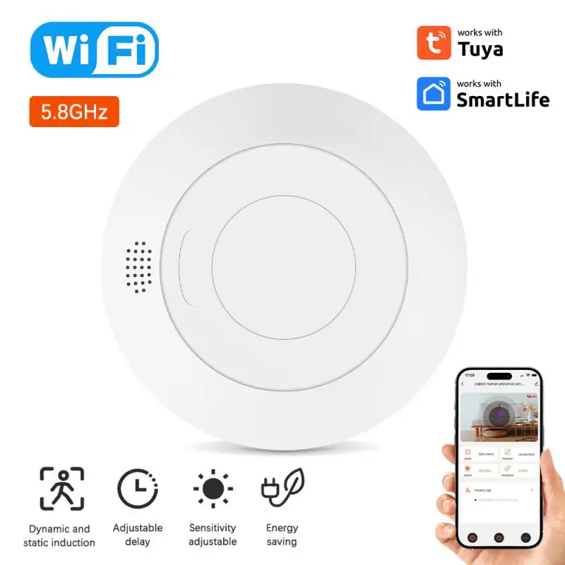 

/WiFi 5.8/24G MmWave Human Presence Motion Sensor Switch Light Luminosity Detection Tuya Smart Life Control