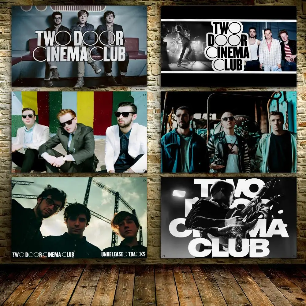 

TWO D-DOOR CINEMA CLUB Rock Band Flags 3x5 Ft Custom Banner For Garage Door Room Decor Wall Out Decoration With Metal Buckle