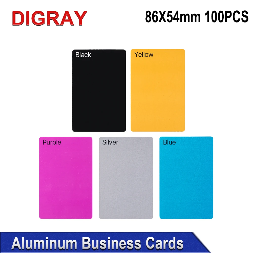 DIGRAY 100PCS/LOT Business Name Cards Multicolor Aluminium Alloy Metal Sheet Testing Material for Laser Marking Machine