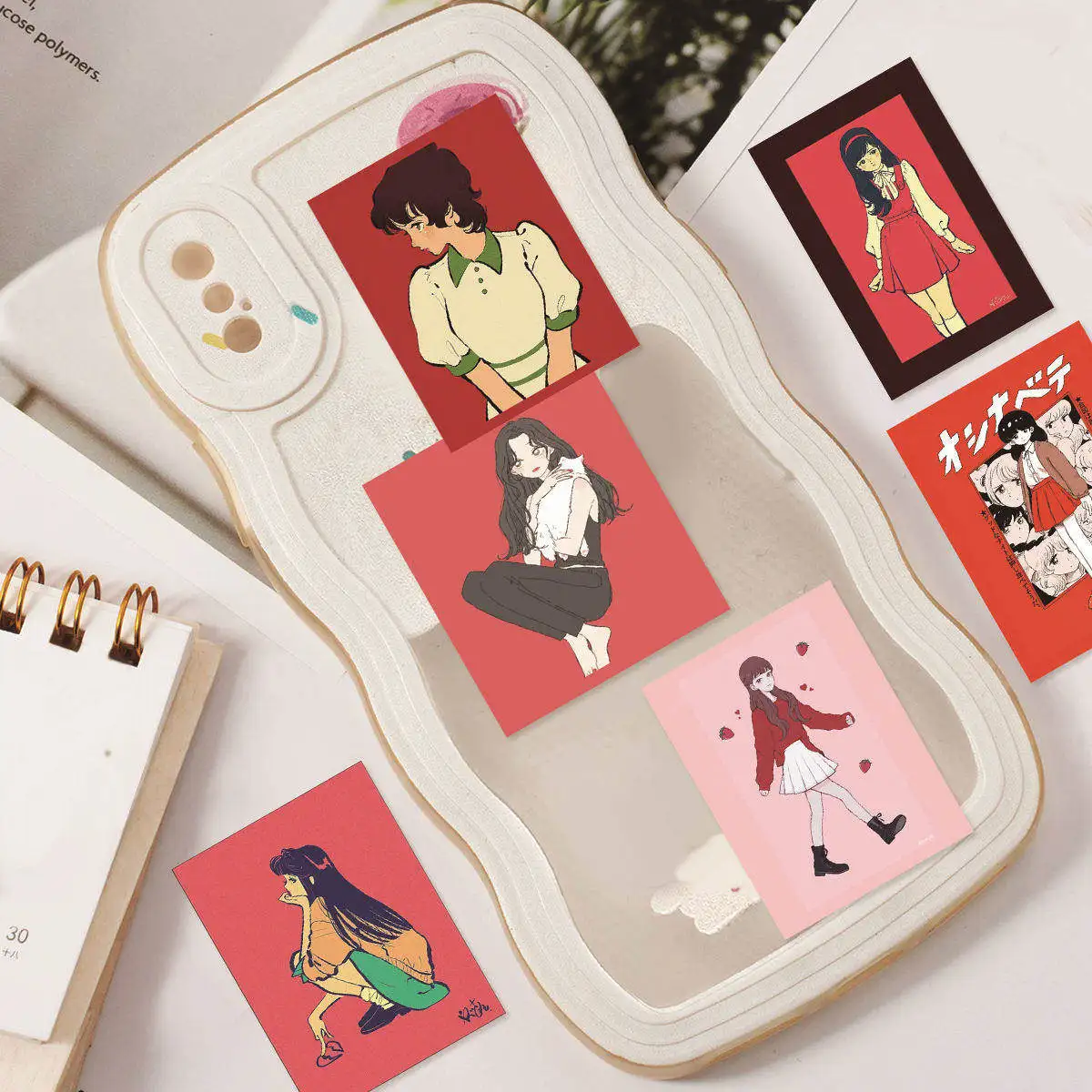 Etori Life 46pcs PVC Cute and Beautiful Cartoon Japanese Girl Collage Pattern Student DIY Cups,Scrapbooks Decoration Stickers
