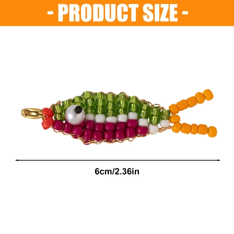 Fish Pendant Keychain Colorful Beaded Fish Holder for Bag Purse Charm