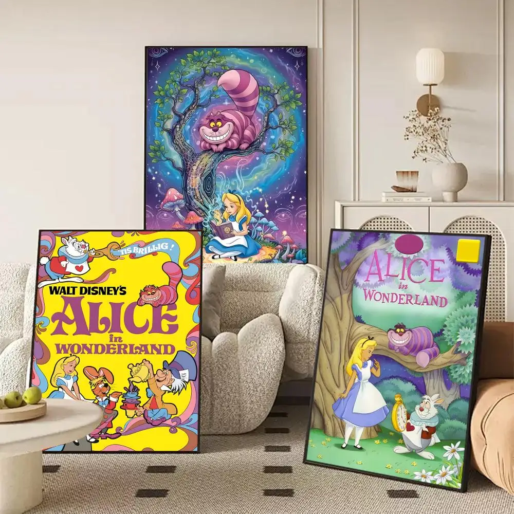 A-Alice's Adventures In Wonderland Poster Self-adhesive Art Waterproof Paper Sticker Coffee House Wall Decor view 2