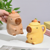 3D Capybara Mug Ceramic Coffee Mug Cartoon Capybara Couple Cup With Handle And Lid Funny Tea Cup Girls Gift Party Photo Prop
