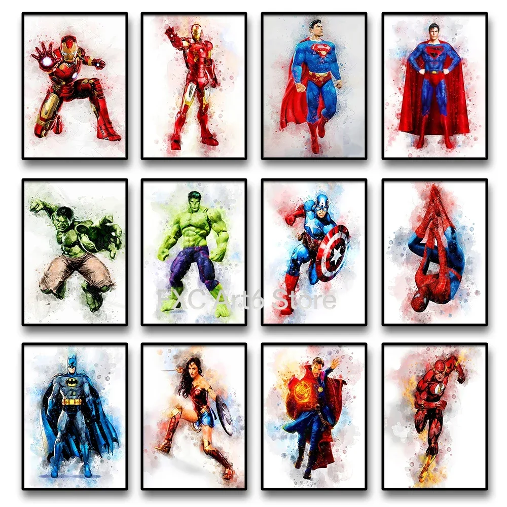 Poster Marvel sans cadre, peinture sur toile Avengers, Captain America, Spiderman, Iron Man, super héros, décoration murale pour chambre d'enfant, 1 pièce
