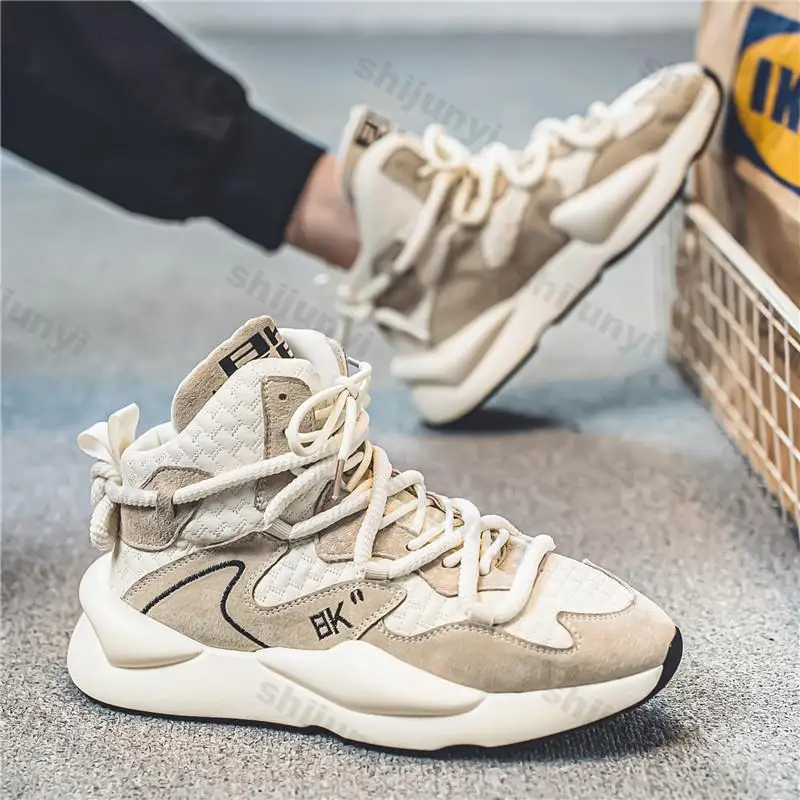 

Высокие массивные кроссовки, мужские дизайнерские весенне-осенние спортивные туфли на платформе, модные повседневные молодежные кроссовки на шнуровке