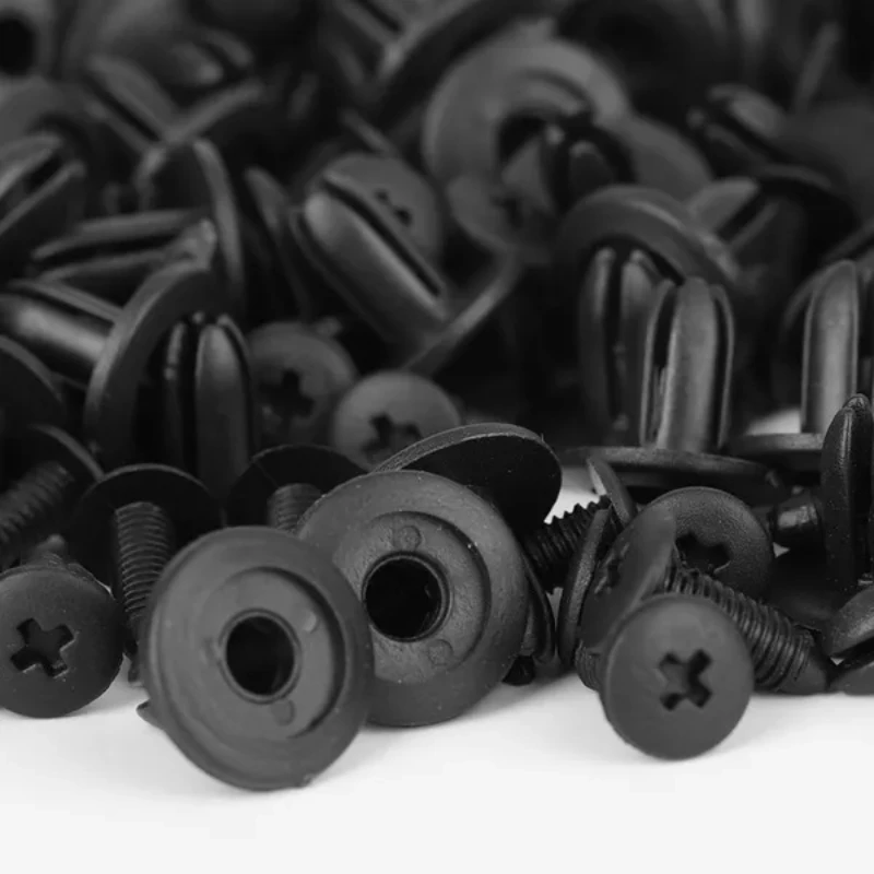 Clips de fixation de pare-chocs de voiture en plastique noir, attaches de garniture de porte automatique, clips de goupille de retenue, trou de 8mm, 100 pièces, 50 pièces, 10 pièces