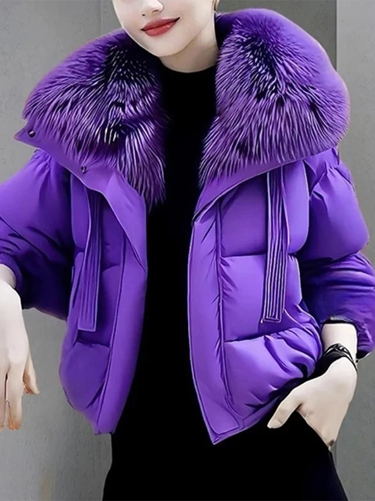 

Winter Thiened Women's down Cotton Parka Coat Warm Sli Commute Korean Sle Loose Fit ort Length Zipper Closure