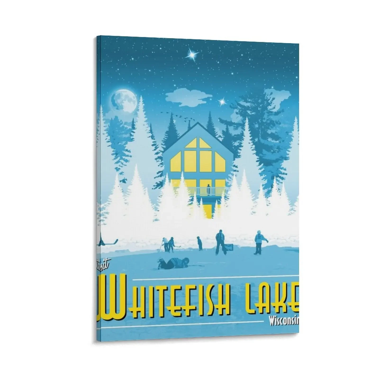 

Retro Whitefish Lake Winter Poster Canvas Painting Paintings Decoration posters for wall