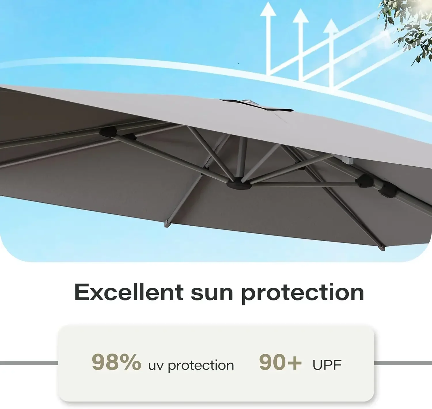 Outdoor Patio Umbrella with Solar Lights, 10 FT Large Cantilever Umbrella Windproof Offset Patio Umbrellas for Garden, Deck,Lawn