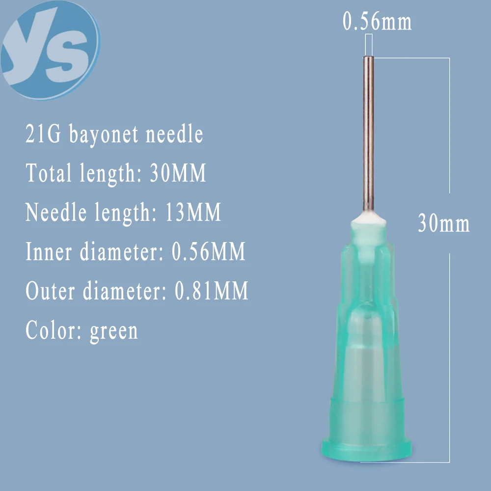 YS قاعدة بلاستيكية حربة إبرة الطول الإجمالي 43 مللي متر طول الأنبوب 25 مللي متر حقنة صناعية آلة الاستغناء التجريبي إبرة مسطحة #2