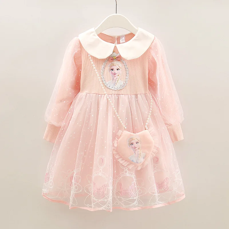 2024 New Elsa Princess Dress Baby Girls Dress Spring  Autumn Kids Dress Party Long-sleeved Children Frozen Formal Dress