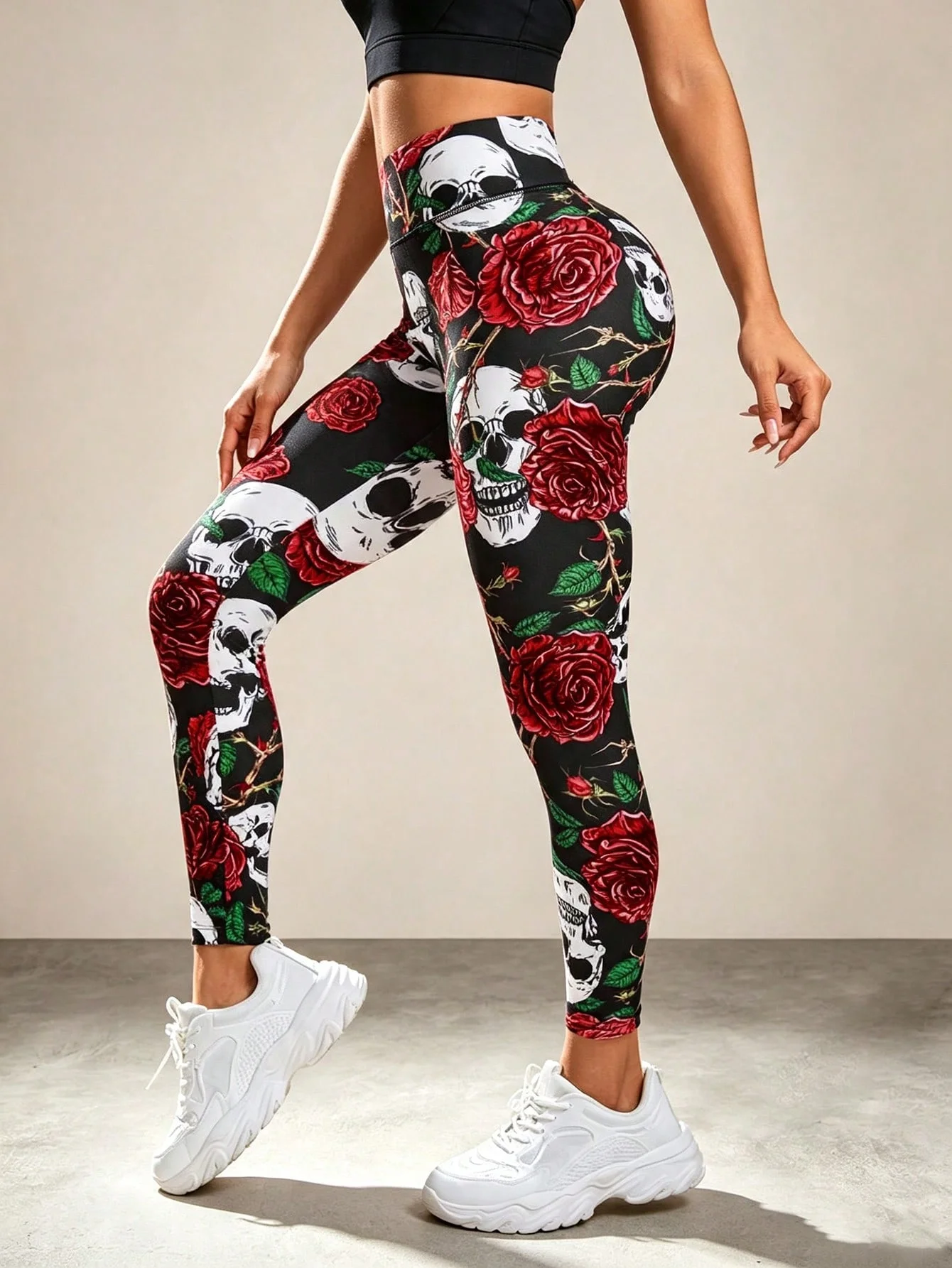 Halloween High waistrd Leggings Fitness Slim Women's colorful skull mas Legging, Sexy Fashion Stretch Digital Print Trousers