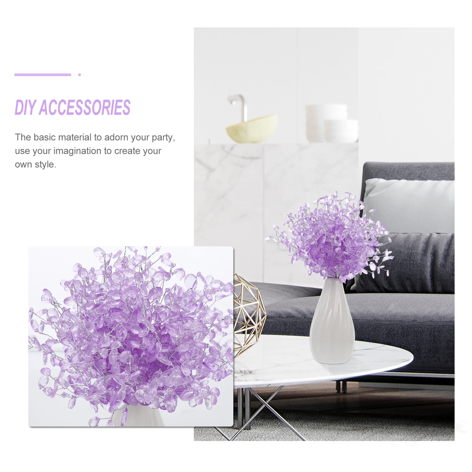 

50 Pcs Flower Crystal Bride Ornament Acrylic Craft Wedding Floral Drop Beads for DIY Wedding Decor