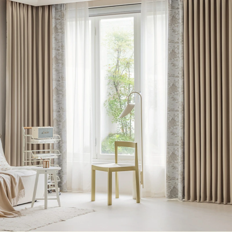 French Pastoral Style Drapes Light Luxury Bedroom Blackout Curtains Home Balcony Bay Window Curtain Minimalist Living Room Drape