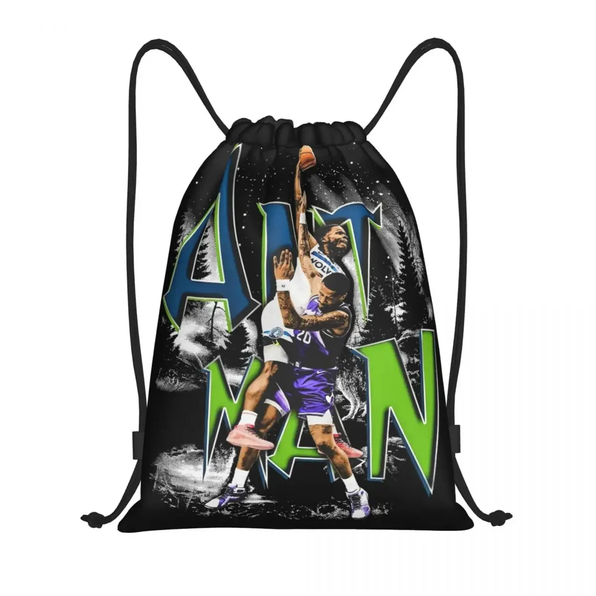 Anthony Edwards ANT-MAN Drawstring Backpack Sports Gym Bag Basketball Sports String Sackpack for Yoga