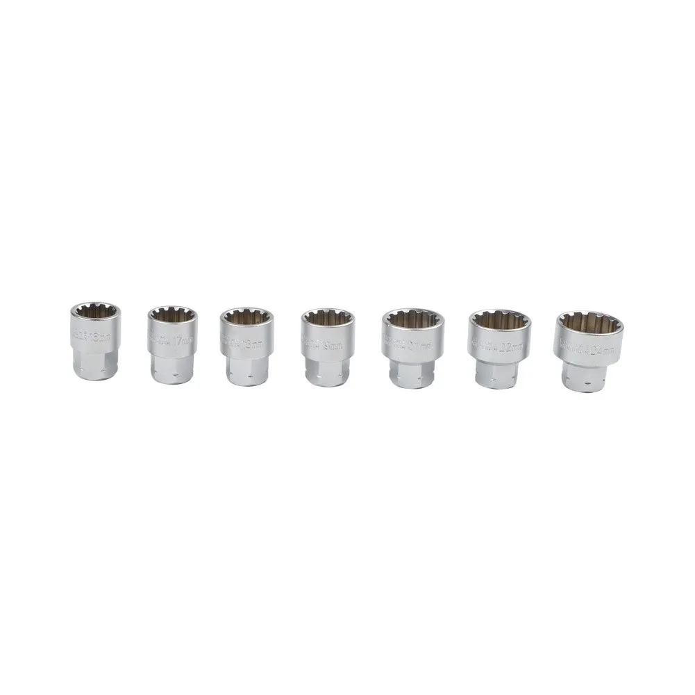17 Piece FOR CRV Steel Hexagonal 12 Point Tooth Shaped for pass Through Ratchet Includes Multiple Socket Sizes From 10mm To 24mm