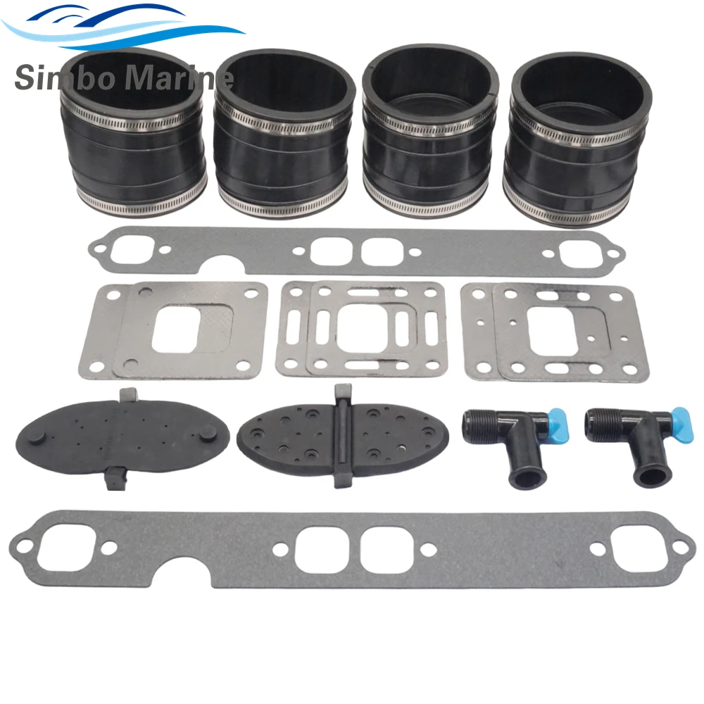 Exhaust Wet Joint Manifolds Exhaust Bellow Kit With Gasket Kits For MerCruiser V8 305 350 377 27-33395 27-863724 32-44348001