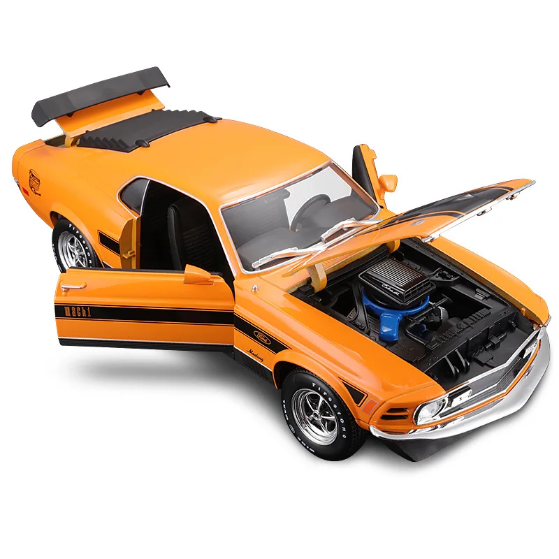 Maisto 1:18 1970 Ford Mustang Machine 1 Orange Blue Old Master Car Model Die Casting Alloy Car Model Ornament Collection Gift