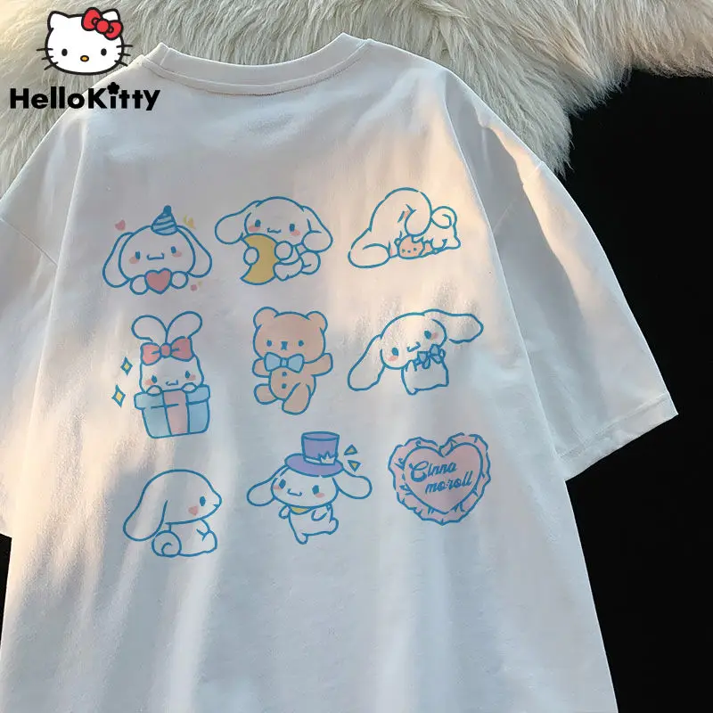

Sanrio Cinnamoroll Casual T-shirt For Women Yk2 Streetwear Hip Hop 2000s Aesthetic Tees Clothing Sweet Korean Style Loose Tops