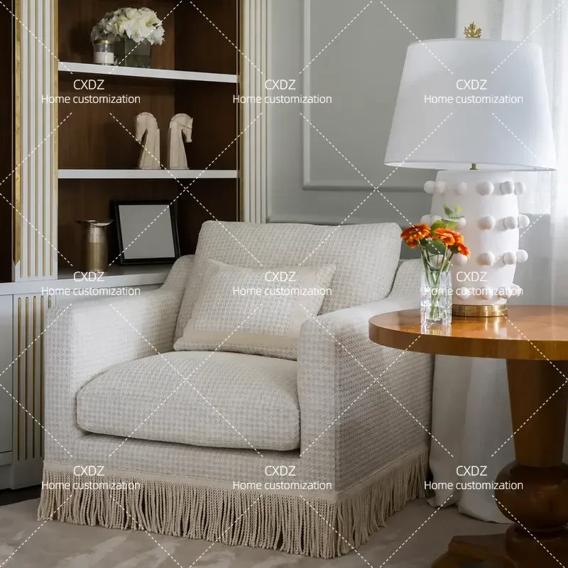 Light Luxury Thousand Bird Grid Fabric Sofa Modern Simple Single and Three Seater Combination for Small Apartment Living Room