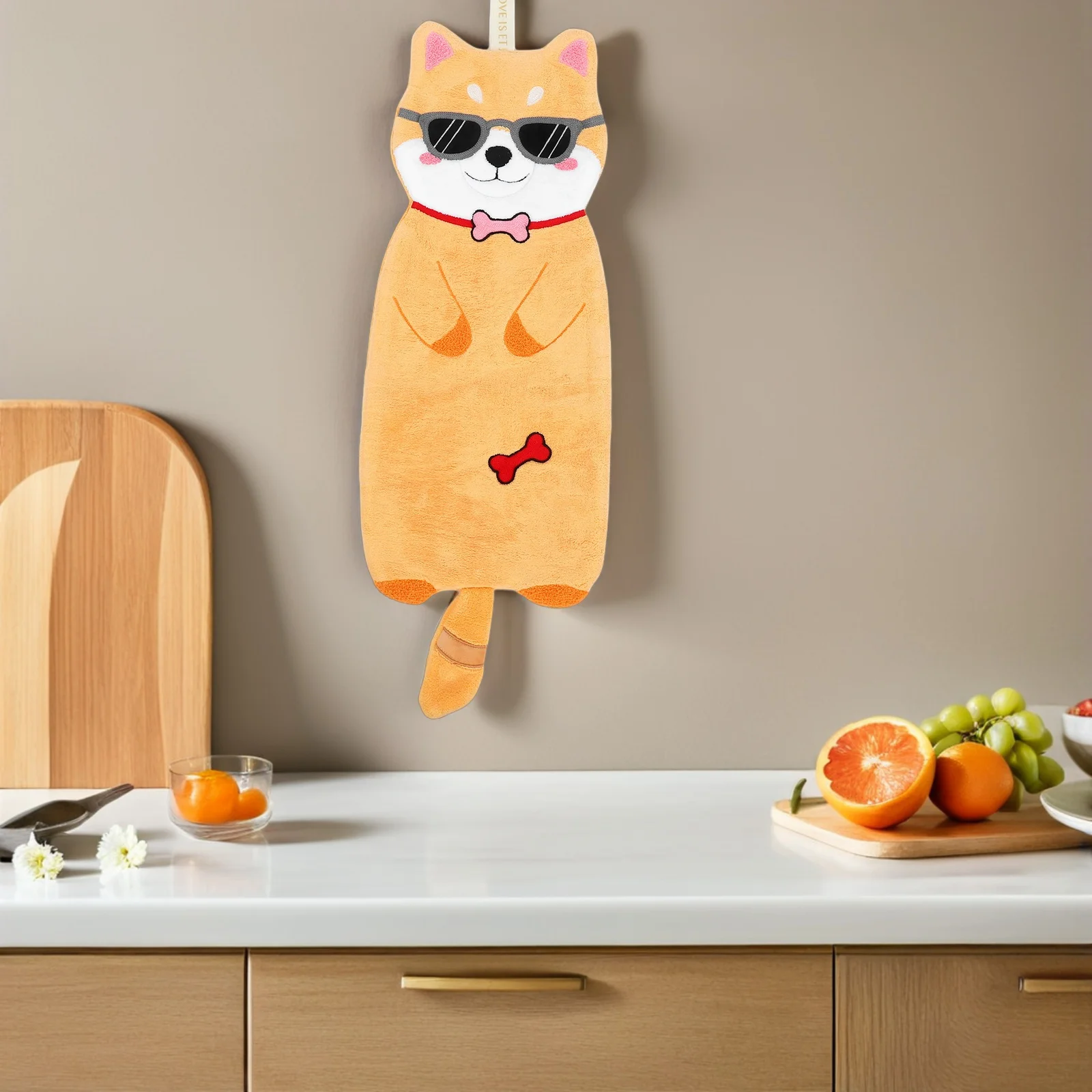 

Hanging Cartoon Animal Hand Towel Soft Absorbent Quick Dry Fleece Washcloth Kitchen Bathroom Room Cleaning Cloth
