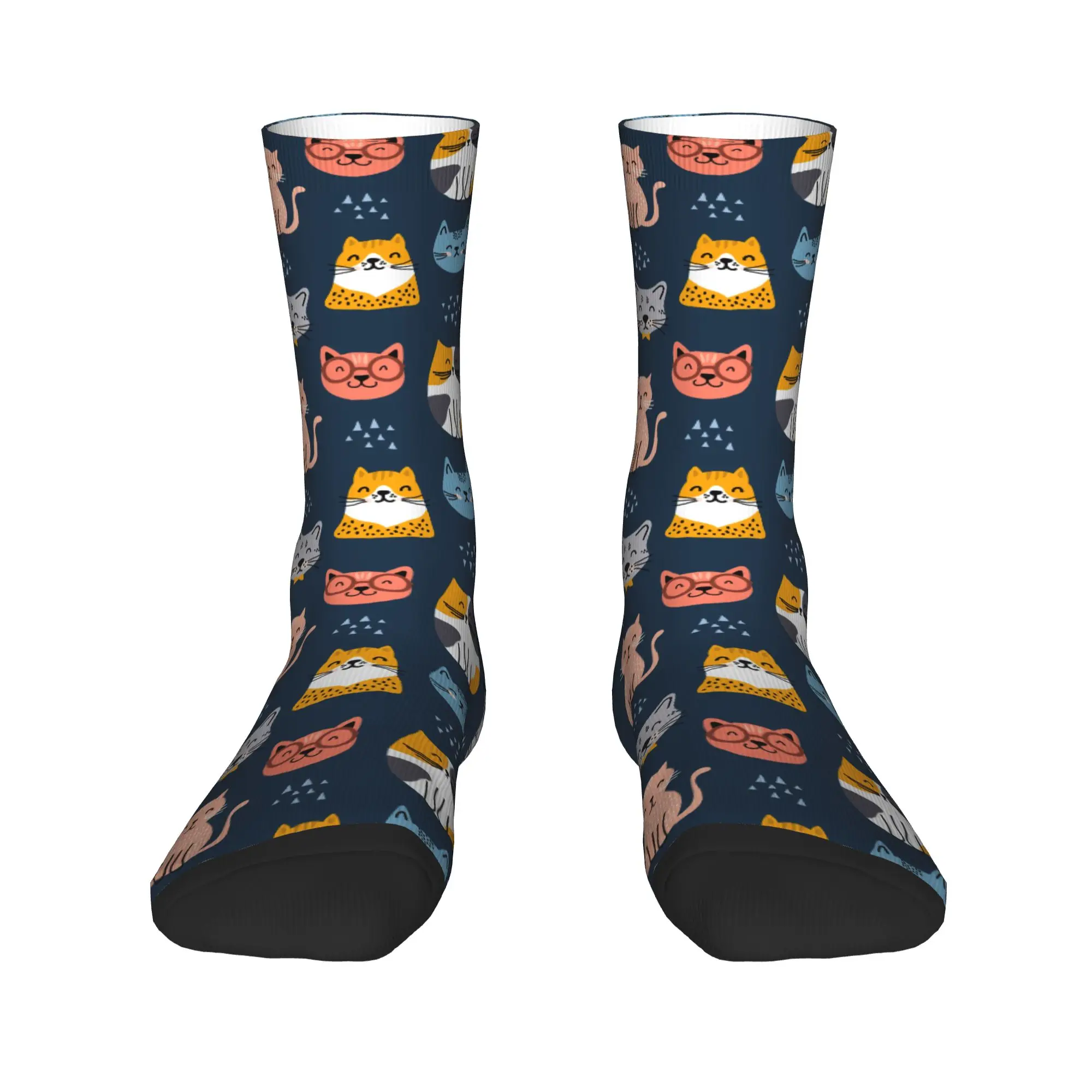 ถุงเท้าสตรีทแวร์ลายการ์ตูนแมวน่ารัก สีสันสดใส ถุงเท้าผู้หญิงผู้ชาย ถุงเท้าสเก็ตบอร์ดเนื้อนุ่ม อุ่นสบาย