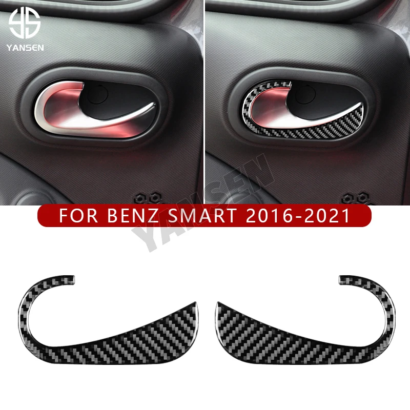 

Car Inner Auto Door Handle Decoration Cover Trim Carbon Fiber Sticker For Benz Smart 453 Fortwo 2016-2021 Auto Accessories