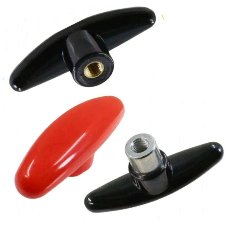 2Pcs M5 M6 M8 M10T-shaped Handle Bakelite Knob Internal Thread, T Type One Word Hand Grip for Machine Tool Equipment