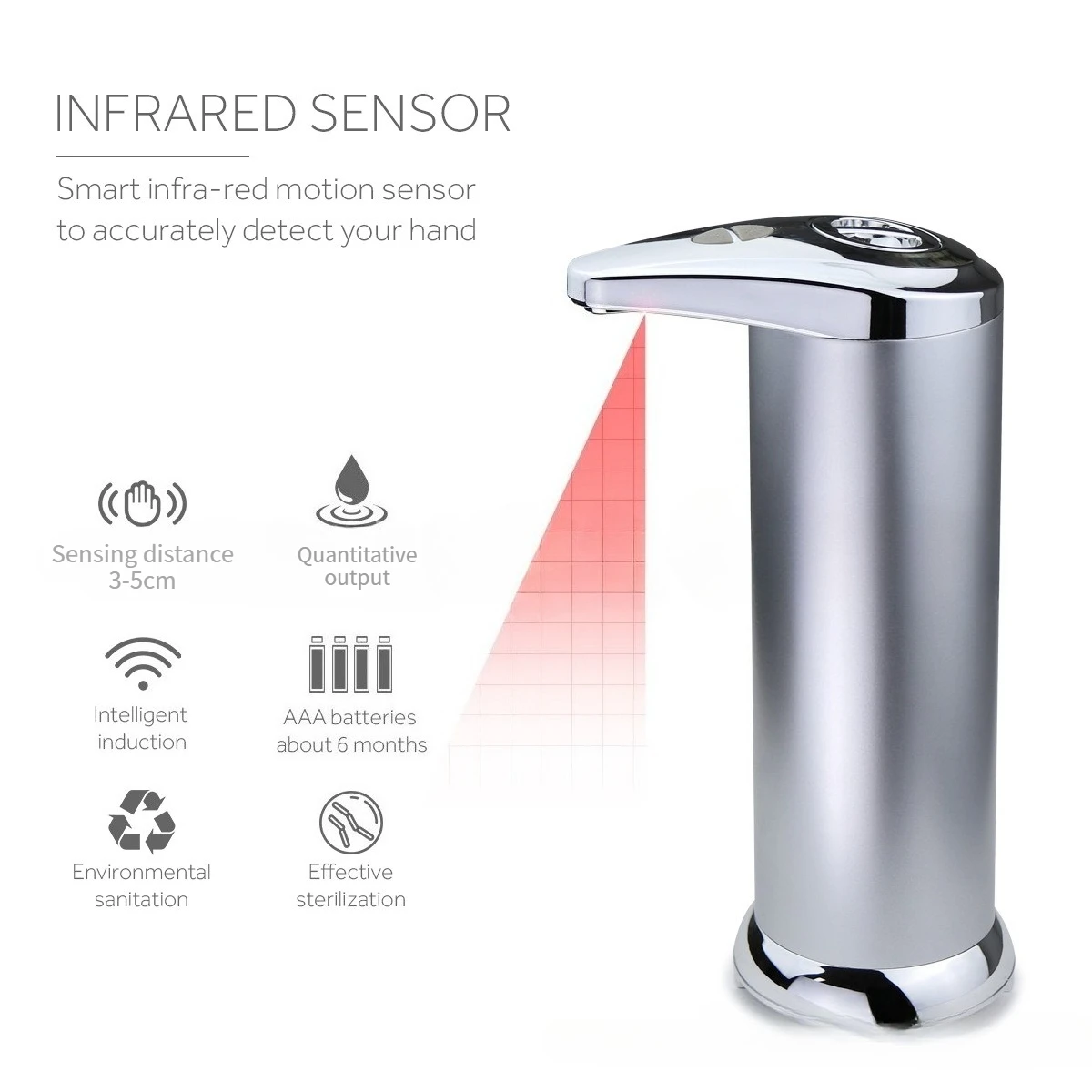 Stainless Steel Intelligent Infrared Sensor Soap Dispenser Contactless Automatic Hand Sanitizer Machine