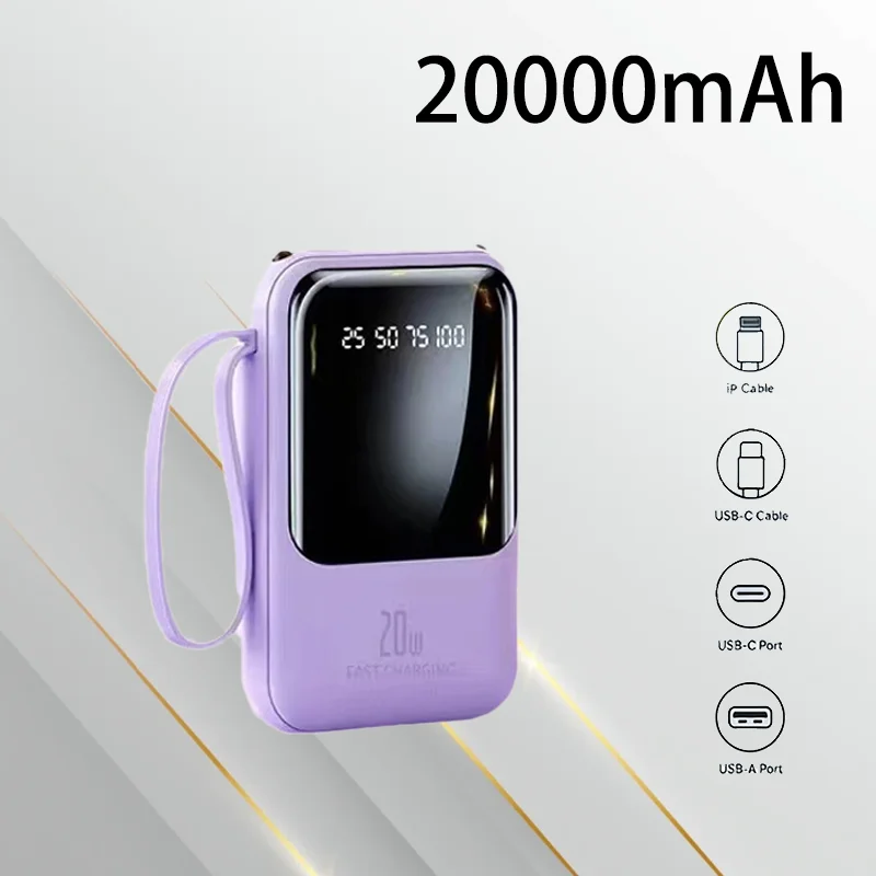

20000mAh Portable Mobile Power Supply Outdoor Mini Comes with Four-wire Plug-in Cable Portable Mobile Power Supply