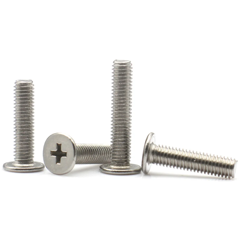 5/10/20pcs M1.4 M1.6 M2 M2.5 M3 M4 M5 M6 M8 CM 304 Stainless Steel Ultra-thin Super Low Profile Phillips Cross Flat Bolt Screws